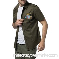 Mens Tops Casual Embroidery Military Pure Color Pocket Short Sleeve T-Shirt Army Green B07QGSBQZH